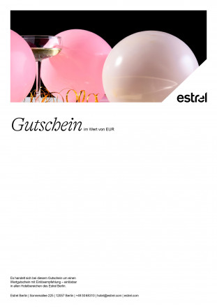 Gutschein Luftballons und Champagnerglas